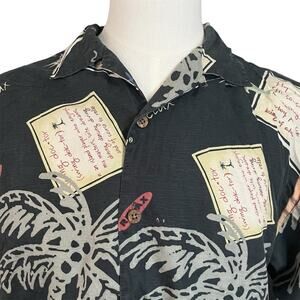 Tommy Bahama Men's Island Graphic 100% Silk Button Down Short Sleeve Shirt Sz L